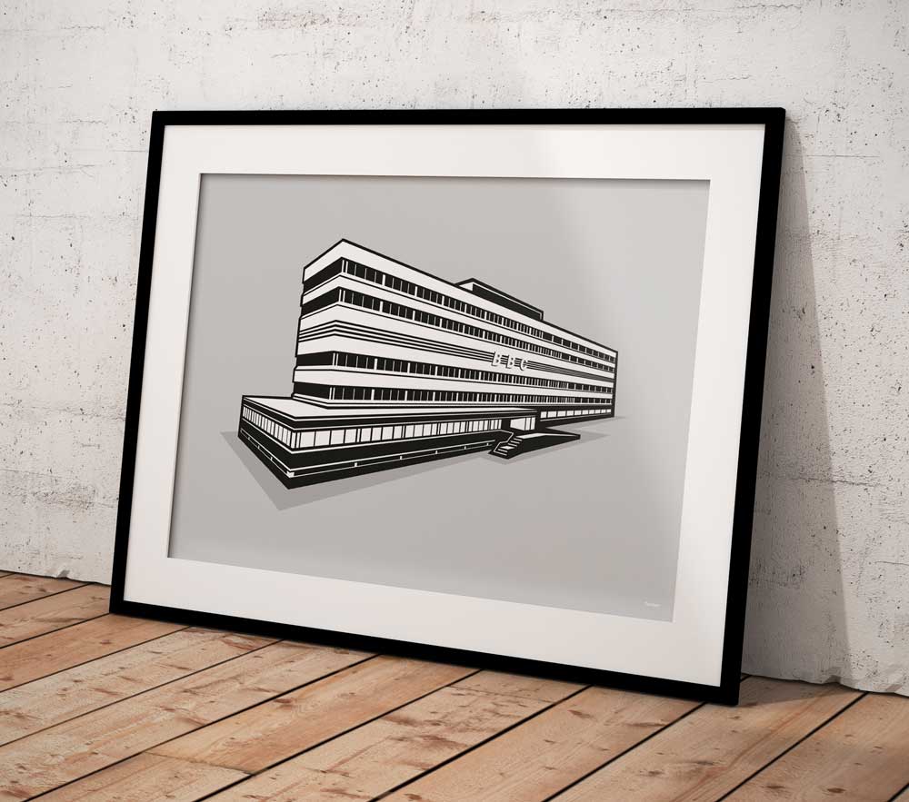 Illustration of New Broadcasting House home of The BBC in Manchester